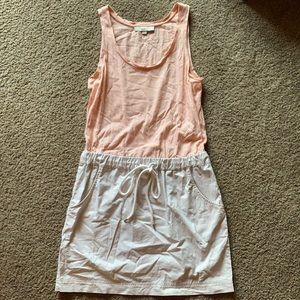 Loft tank top dress, orange and white striped on top